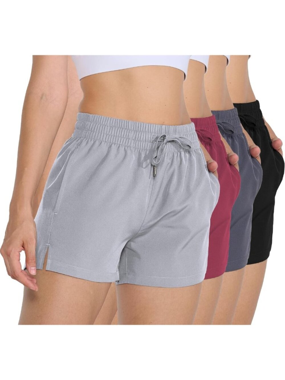 4 Pack Women's Athletic Shorts - Lightweight Quick Dry Gym & Running Shorts with